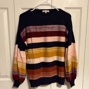 Woven Heart Multicolor Striped Sweater